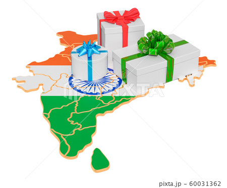 Gift boxes on the Indian map Gift boxes on the Indian map 60031362