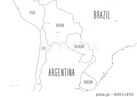 Map of Central part of South America. Handdrawn doodle style. Vector illustration 60031850