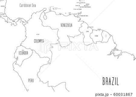 Map of Northern part of South America. Handdrawn doodle style. Vector illustration 60031867