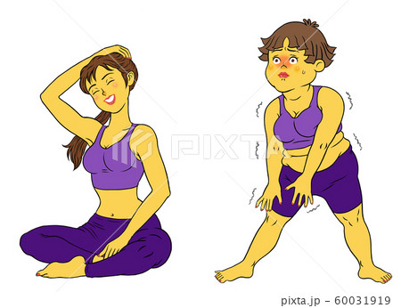 ヨガインストラクターの女性とぽっちゃり女性セット 60031919