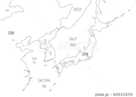 Map of Japan and Korean Peninsula. Handdrawn doodle style. Vector illustration 60032059