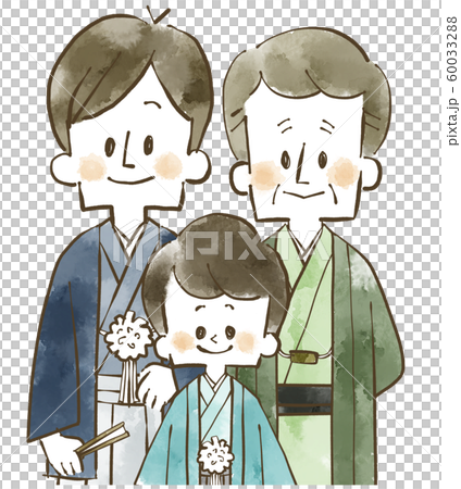 第3代親子男性水彩畫 60033288