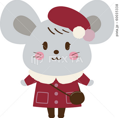 冬服のネズミの女の子のイラスト素材