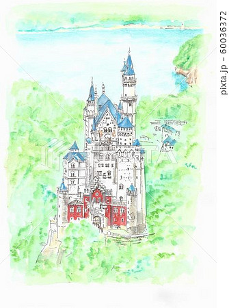 ノイシュバンシュタイン城のイラスト素材