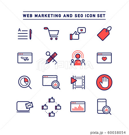 WEB MARKETING AND SEO ICON SET 60038054