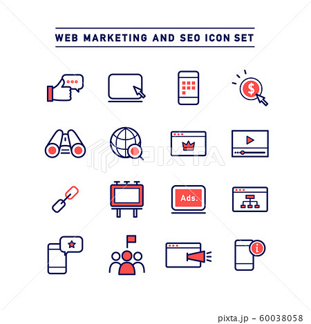 WEB MARKETING AND SEO ICON SET 60038058