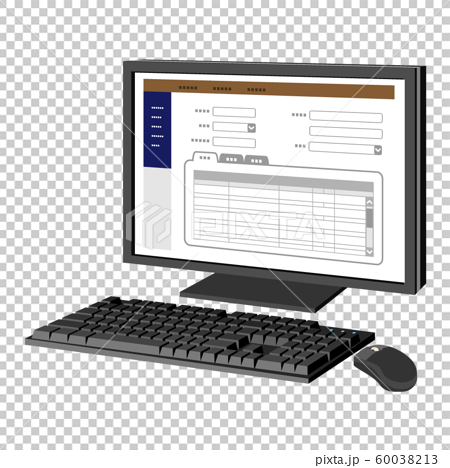 デスクトップパソコンに映るデータ入力画面のイラスト素材 60038213 Pixta