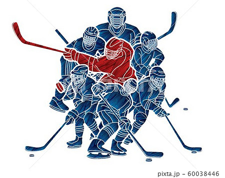 Ice Hockey Players Action Cartoon Sport Graphic のイラスト素材