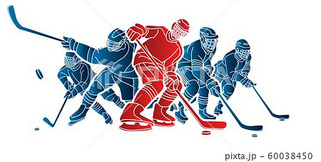 Ice Hockey Players Action Cartoon Sport Graphic のイラスト素材
