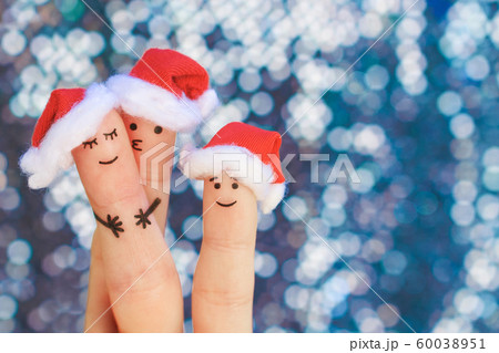 Fingers art of family celebrates Christmas. Fingers art of family celebrates Christmas. 60038951