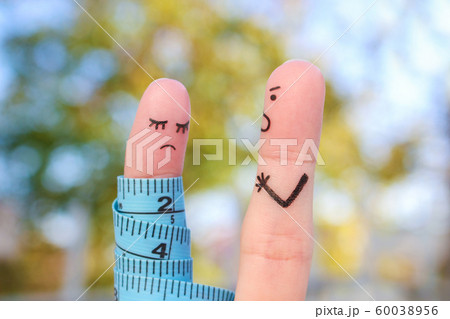 Fingers art of couple with meter. Concept husband Fingers art of couple with meter. Concept husband 60038956