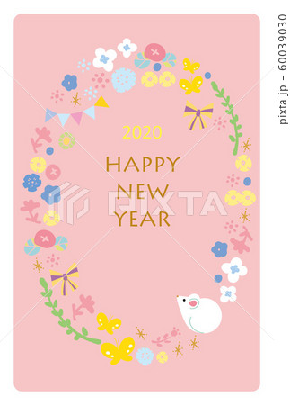 年賀状　2020　ねずみ年　デザイン　北欧 60039030