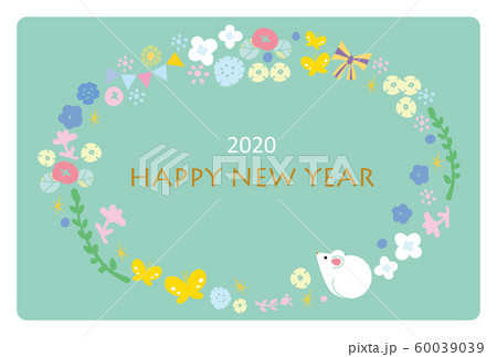 年賀状　2020　ねずみ年　デザイン　北欧 60039039