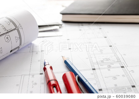 Rolls of architecture blueprints and house plans 60039080
