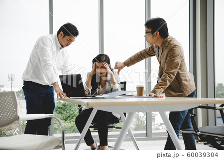 Managing Director and Manager Claiming to Businesswoman At Office Managing Director and Manager Claiming to Businesswoman At Office 60039304