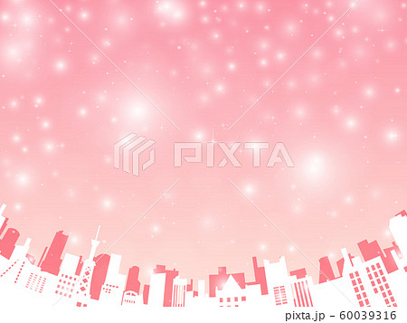 街のキラキラした雪景色 ピンク 円弧加工 キラキラ フレア のイラスト素材