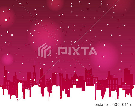 街のキラキラした雪景色 ワインレッド のイラスト素材