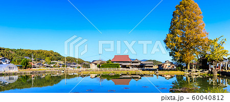 縫ノ池の秋景色　パノラマ　【佐賀県杵島郡白石町】 60040812