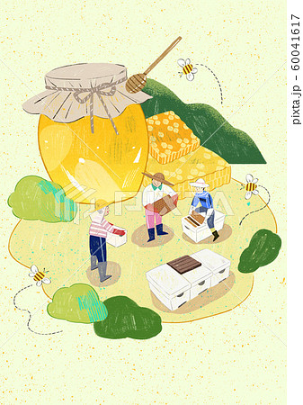 Season of harvest of fresh food materials illustration. vegetables, fruits, fishes, meat and so on. 001 60041617