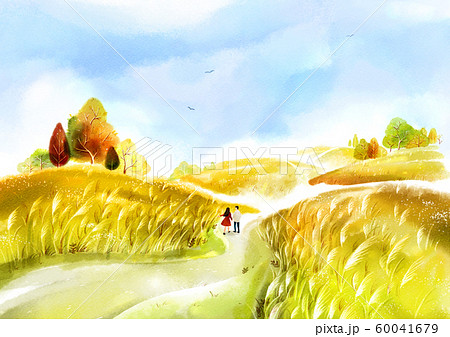 Painting of beautiful Aautumn landscape illustration 011 60041679