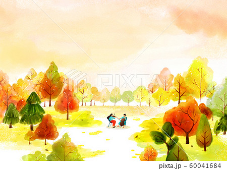 Painting of beautiful Aautumn landscape illustration 010 60041684