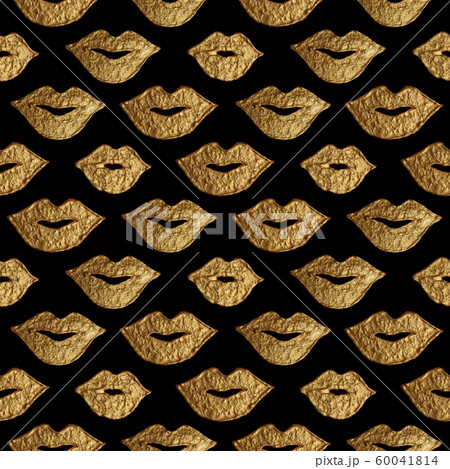 Lips gold hand painted seamless pattern. Abstract golden mouth background. Smile texture in vintage luxury style. Lips gold hand painted seamless pattern. Abstract golden mouth background. Smile texture in vintage luxury style. 60041814