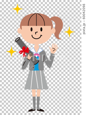 女子中高生 卒業 イラストのイラスト素材