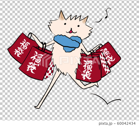 年末年始のセールで沢山の福袋を購入するイヌのポメラニアンさん（初売り・年末セール） 60042434