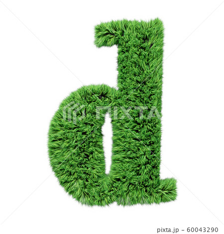 Herbal grass alphabet lowercase letter d. Isolated on white 3D illustration. Herbal grass alphabet lowercase letter d. Isolated on white 3D illustration. 60043290