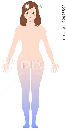 女性の冷え性 体の冷え タイプ別イラスト 下半身型 のイラスト素材