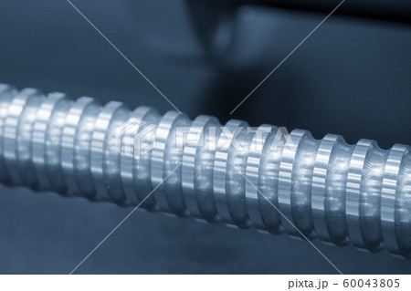 Close up scene of CNC machine lead ball screw parts. Close up scene of CNC machine lead ball screw parts. 60043805