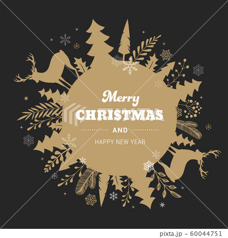 Winter background, Merry Christmas abstract landscape in circle composition. Vector design and 60044751