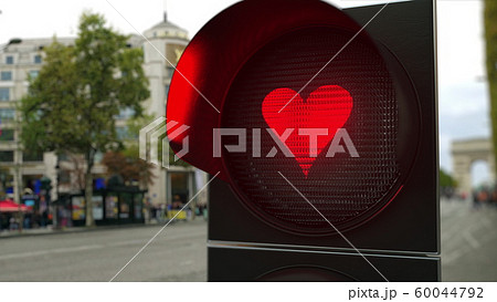 Heart symbol on red traffic light signal. Conceptual 3D rendering Heart symbol on red traffic light signal. Conceptual 3D rendering 60044792
