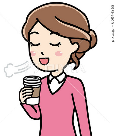 コーヒーを飲む女性のイラスト素材