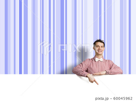 Cheerful man with banner Cheerful man with banner 60045962