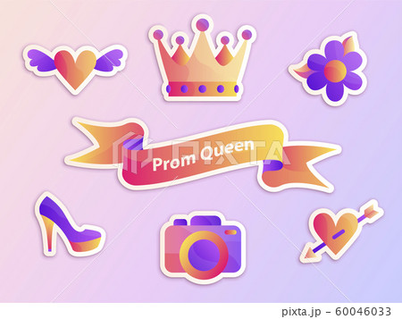 Gradient Prom decorative stickers templates for web and printing. 60046033