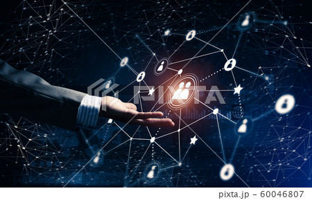 Creating modern wireless technologies as means of communucation and networking on dark background 60046807