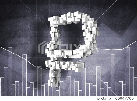 Rouble currency rate, 3d rendering 60047700