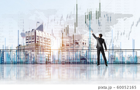 Rear view of businessman drawing social connection and networking concept 60052165