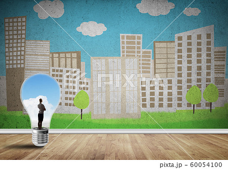 Businesswoman trapped in bulb 60054100