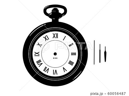 レトロな懐中時計 アンティーク シルエットのイラスト素材 60056487 Pixta