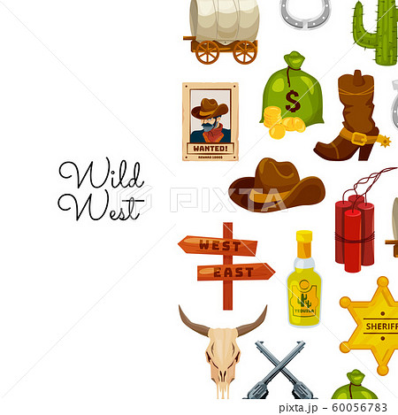 Vector cartoon wild west elements background with place for text illustration 60056783