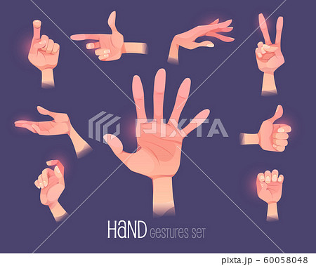 Hand gestures in different positions set isolated 60058048