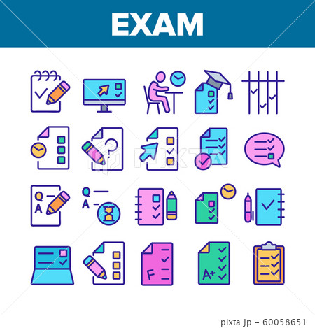 Exam Test Collection Elements Icons Set Vector Exam Test Collection Elements Icons Set Vector 60058651