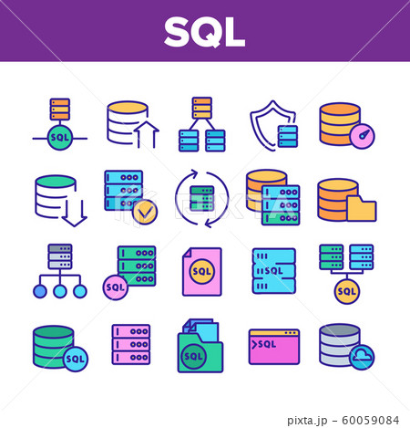Sql Database Collection Elements Icons Set Vectorのイラスト素材 [60059084] - PIXTA