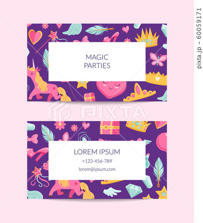 Vector cute cartoon magic and fairytale business card template Vector cute cartoon magic and fairytale business card template 60059171