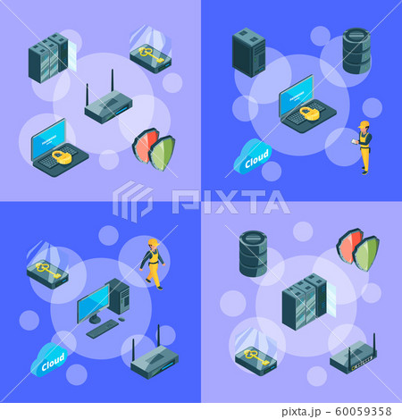 Vector electronic system of data center icons 60059358