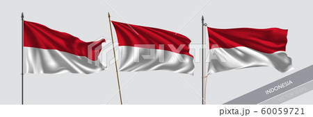 Set of Indonesia waving flag on isolated background vector illustration Set of Indonesia waving flag on isolated background vector illustration 60059721