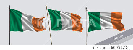 Set of Ireland waving flag on isolated background vector illustration Set of Ireland waving flag on isolated background vector illustration 60059730