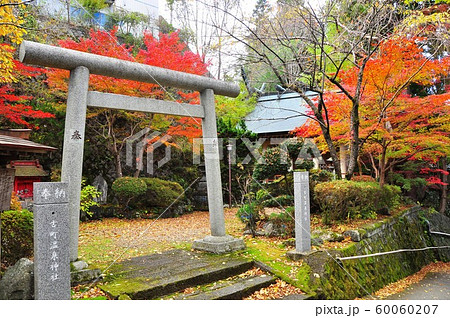 塩原温泉の町並み 古町温泉神社鳥居と紅葉 塩原温泉の町並み 古町温泉神社鳥居と紅葉 60060207